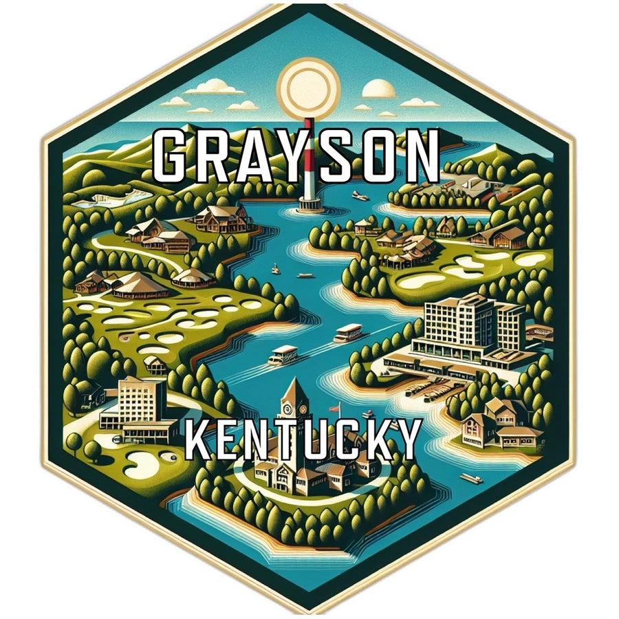 Grayson Kentucky Souvenir Travel Destination Die Cut Hexagon Fridge Magnet Image 1