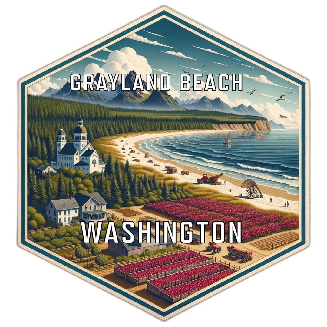 Grayland Beach Washington Souvenir Travel Destination Die Cut Hexagon Fridge Magnet Image 1