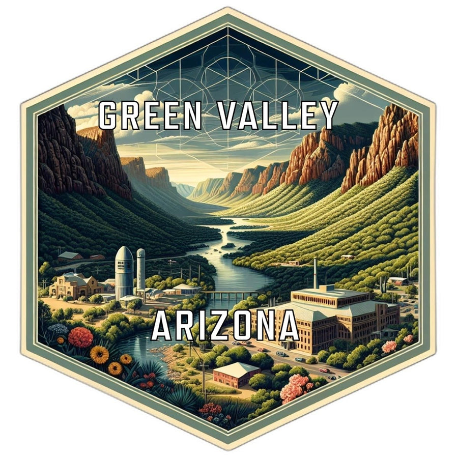 Green Valley Arizona Souvenir Travel Destination Die Cut Hexagon Fridge Magnet Image 1