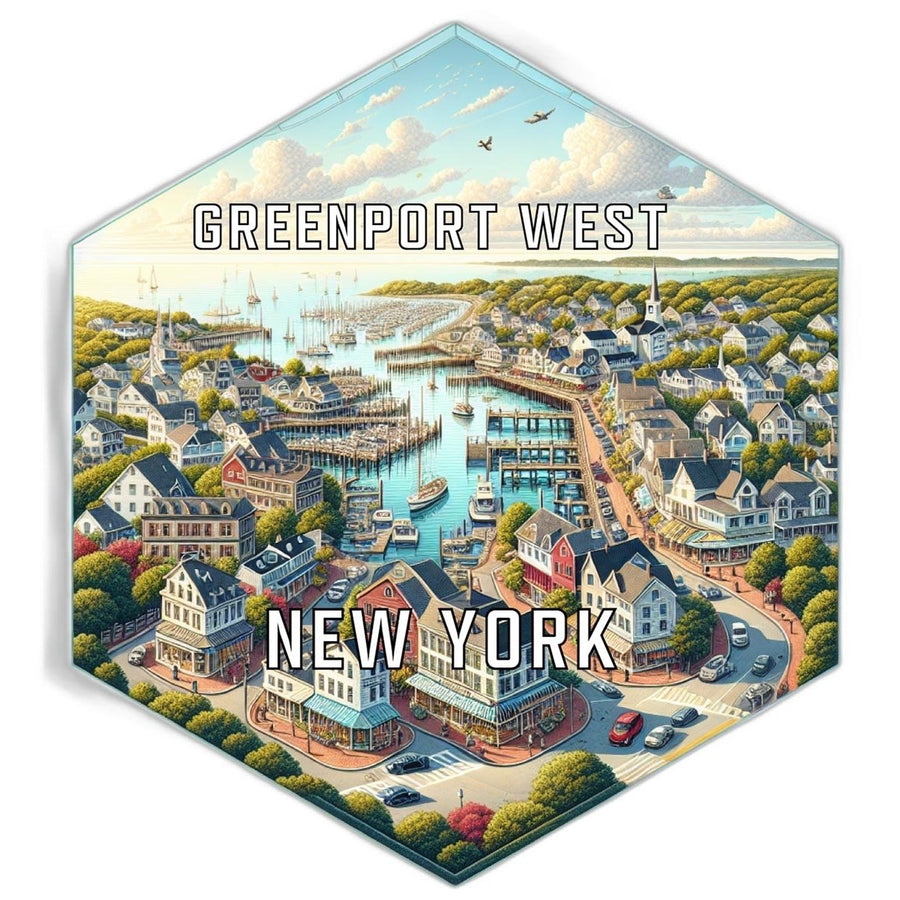 Greenport West York Souvenir Travel Destination Die Cut Hexagon Fridge Magnet Image 1