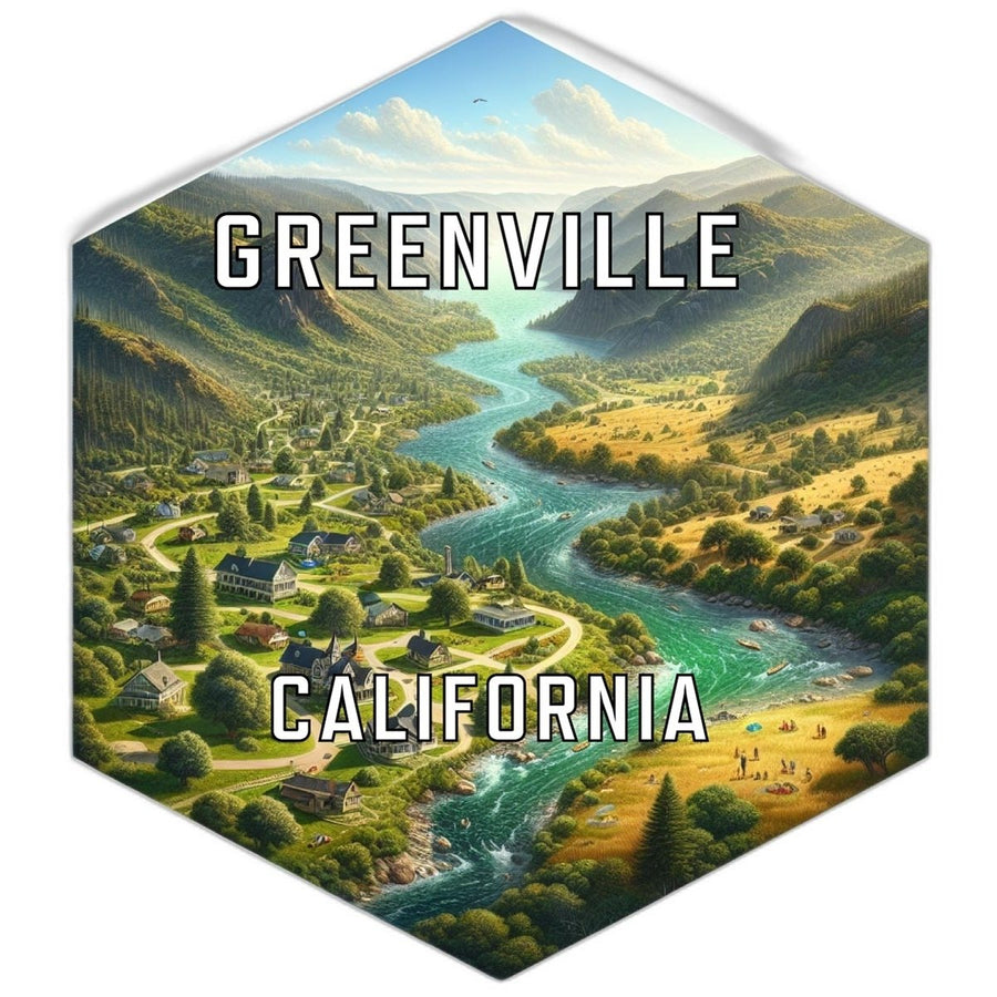 Greenville California Souvenir Travel Destination Die Cut Hexagon Fridge Magnet Image 1