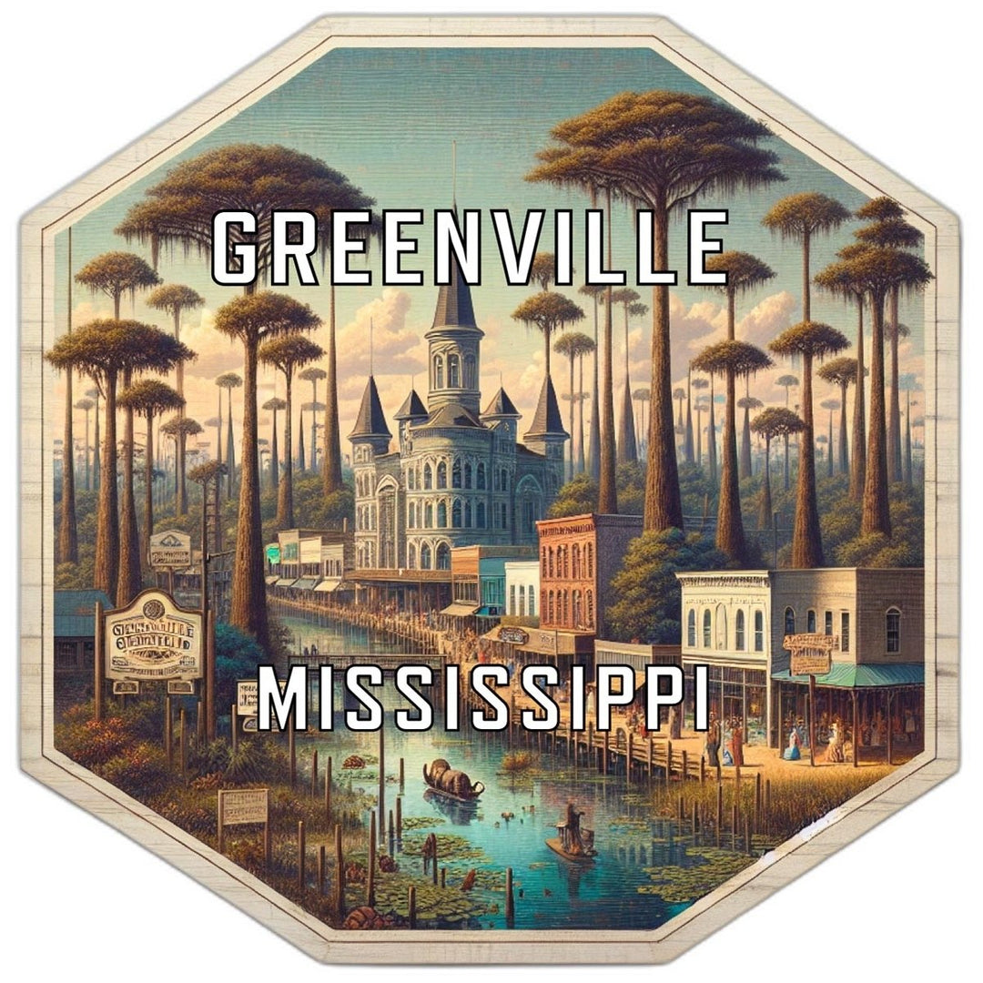 Greenville Mississippi Souvenir Travel Destination Die Cut Hexagon Fridge Magnet Image 1