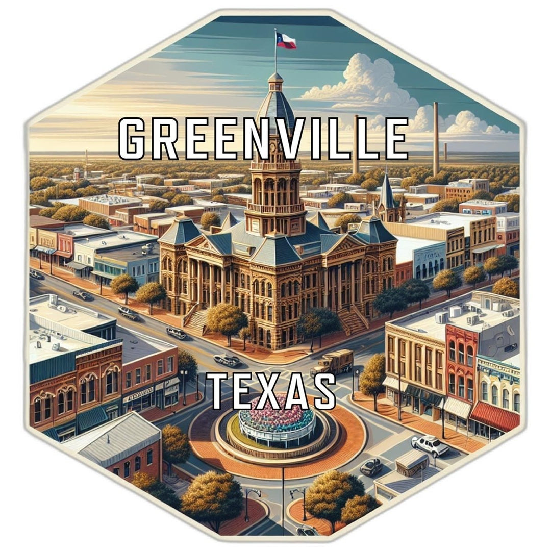 Greenville Texas Souvenir Travel Destination Die Cut Hexagon Fridge Magnet Image 1