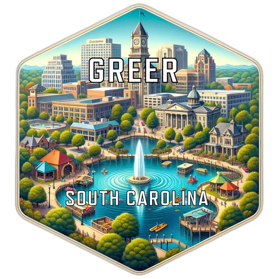 Greer South Carolina Souvenir Travel Destination Die Cut Hexagon Fridge Magnet Image 1