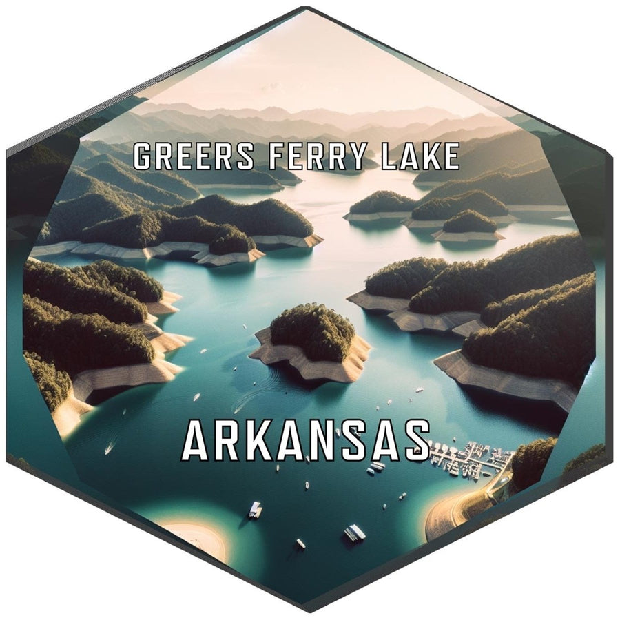 Greers Ferry Lake Arkansas Souvenir Travel Destination Die Cut Hexagon Fridge Magnet Image 1