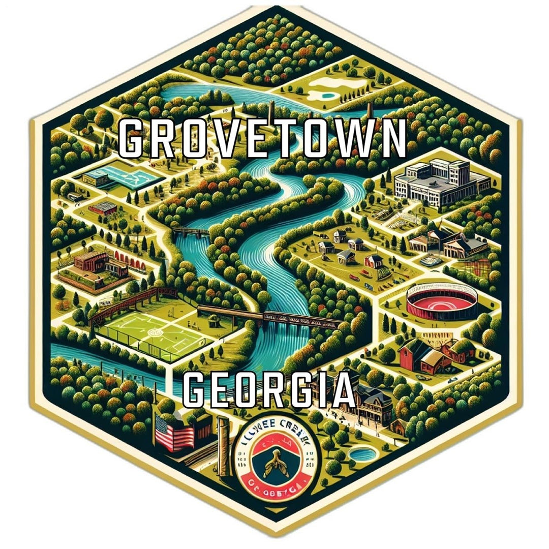 Grovetown Georgia Souvenir Travel Destination Die Cut Hexagon Fridge Magnet Image 1