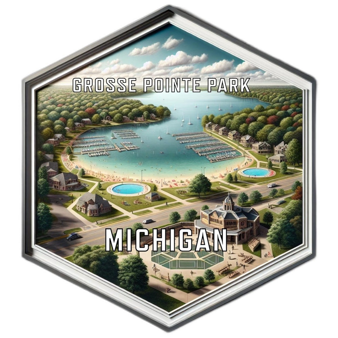 Grosse Pointe Park Michigan Souvenir Travel Destination Die Cut Hexagon Fridge Magnet Image 1