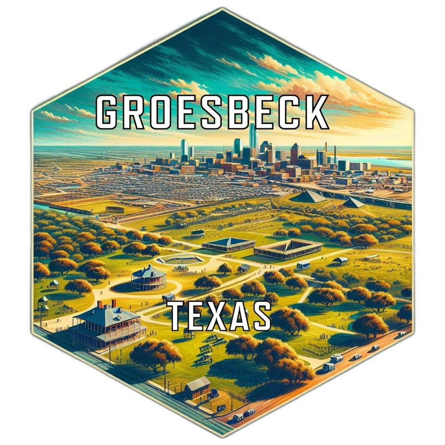 Groesbeck Texas Souvenir Travel Destination Die Cut Hexagon Fridge Magnet Image 1