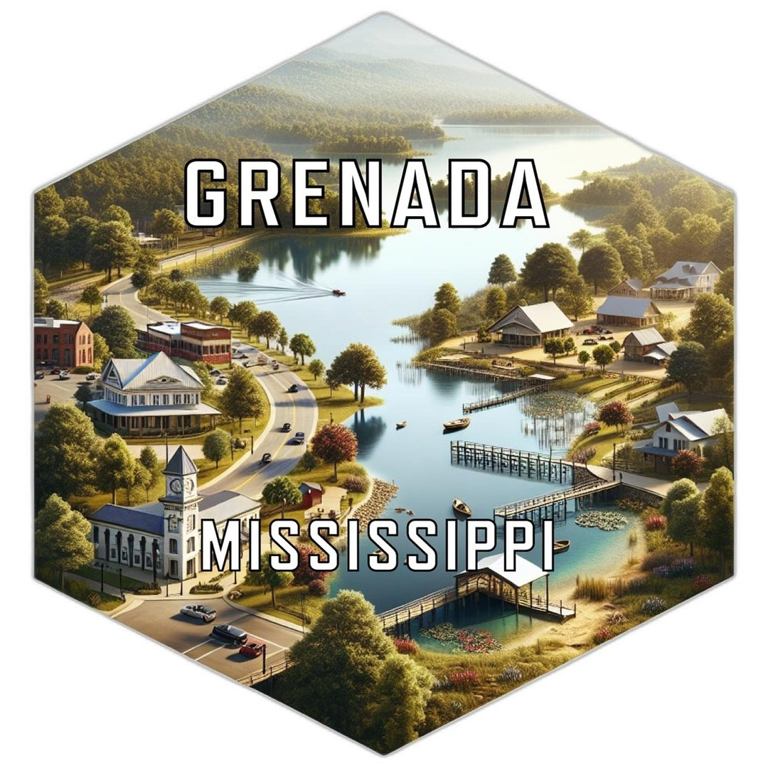 Grenada Mississippi Souvenir Travel Destination Die Cut Hexagon Fridge Magnet Image 1