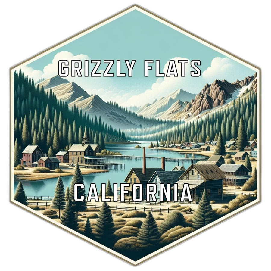 Grizzly Flats California Souvenir Travel Destination Die Cut Hexagon Fridge Magnet Image 1