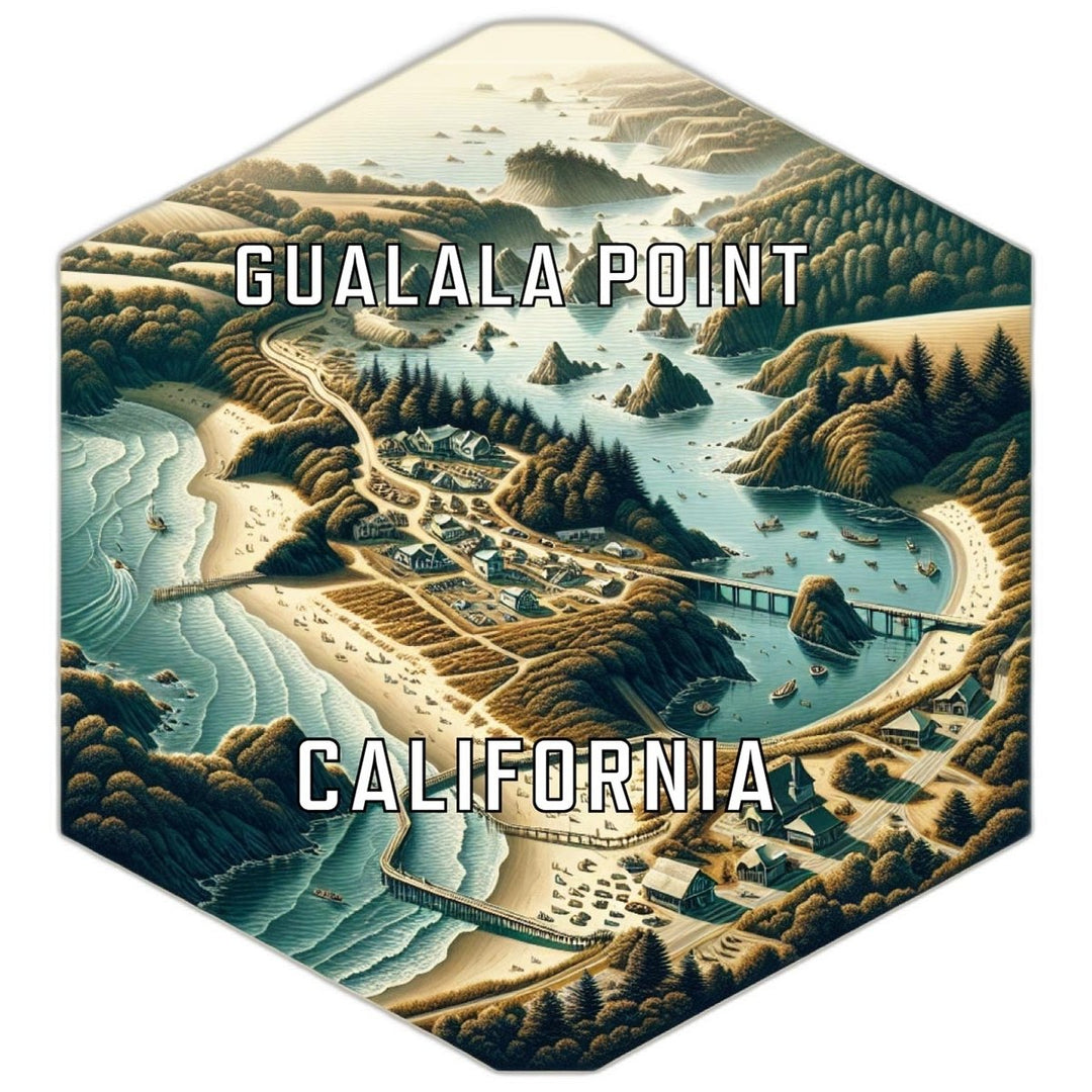 Gualala Point California Souvenir Travel Destination Die Cut Hexagon Fridge Magnet Image 1