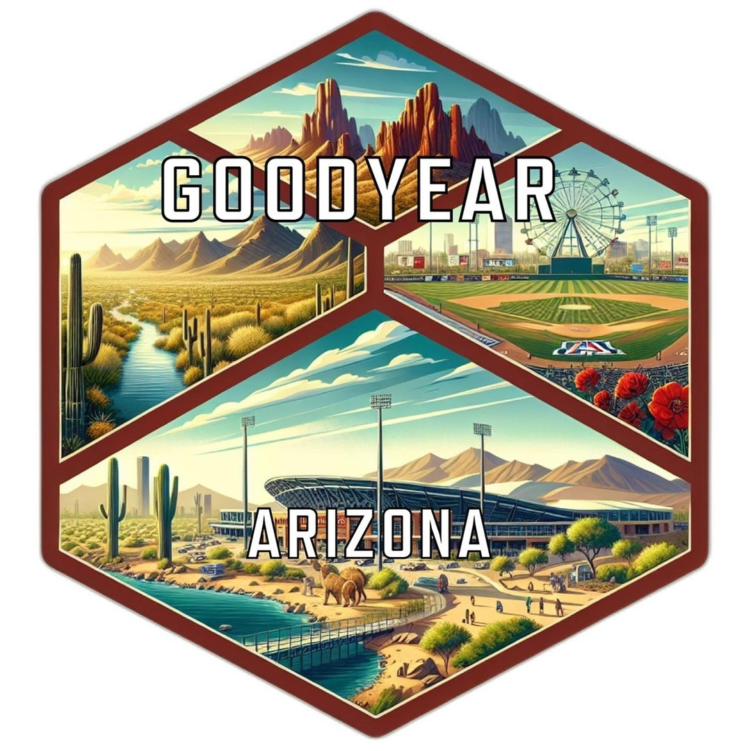 Goodyear Arizona Souvenir Travel Destination Die Cut Hexagon Fridge Magnet Image 1