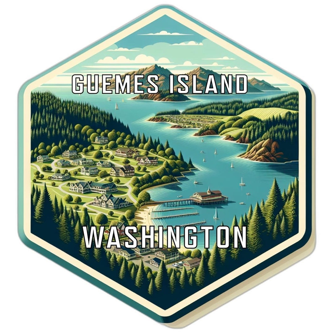 Guemes Island Washington Souvenir Travel Destination Die Cut Hexagon Fridge Magnet Image 1