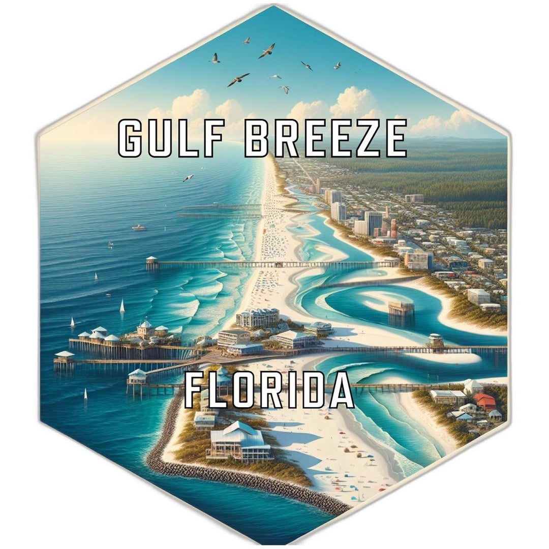 Gulf Breeze Florida Souvenir Travel Destination Die Cut Hexagon Fridge Magnet Image 1