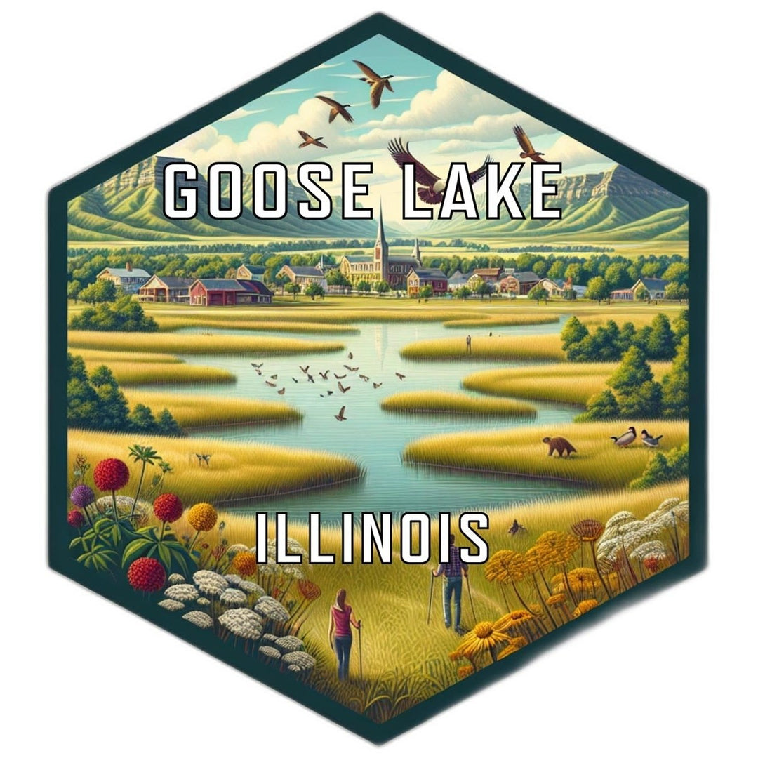 Goose Lake Illinois Souvenir Travel Destination Die Cut Hexagon Fridge Magnet Image 1