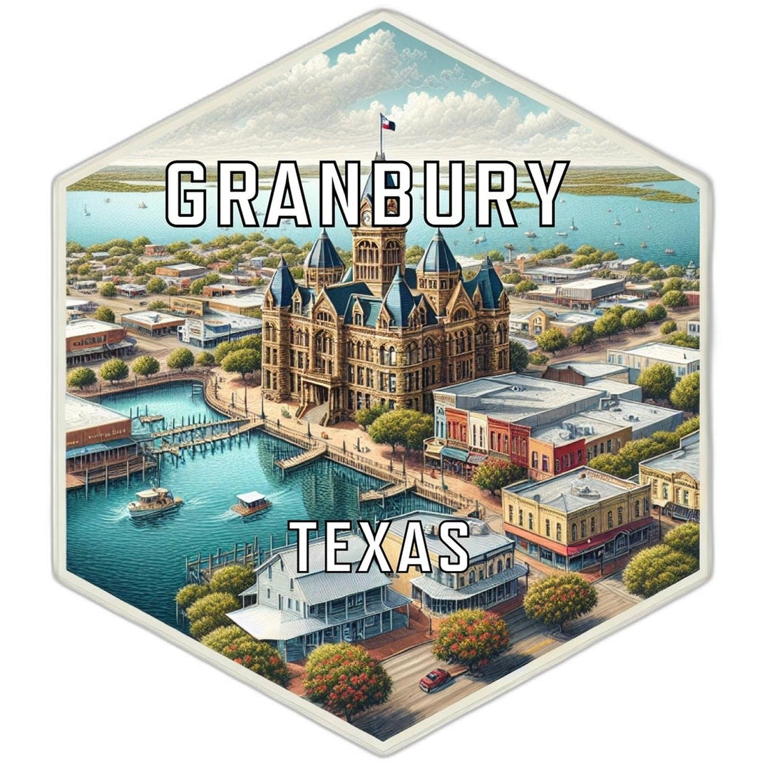 Granbury Texas Souvenir Travel Destination Die Cut Hexagon Fridge Magnet Image 1