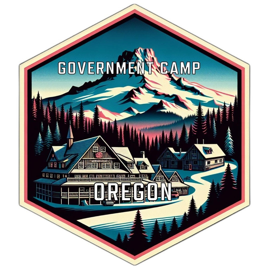 Government Camp Oregon Souvenir Travel Destination Die Cut Hexagon Fridge Magnet Image 1