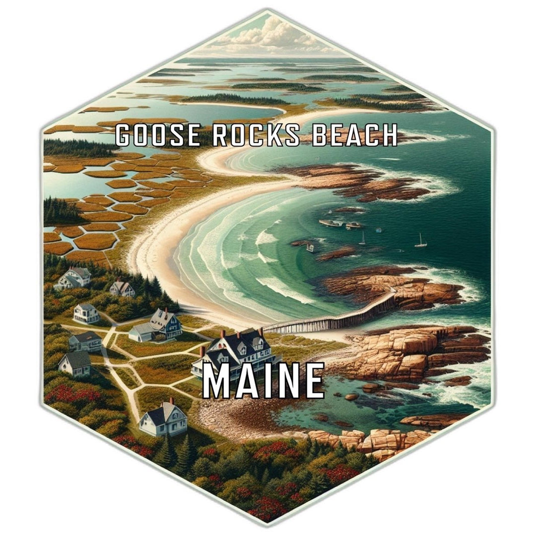 Goose Rocks Beach Maine Souvenir Travel Destination Die Cut Hexagon Fridge Magnet Image 1