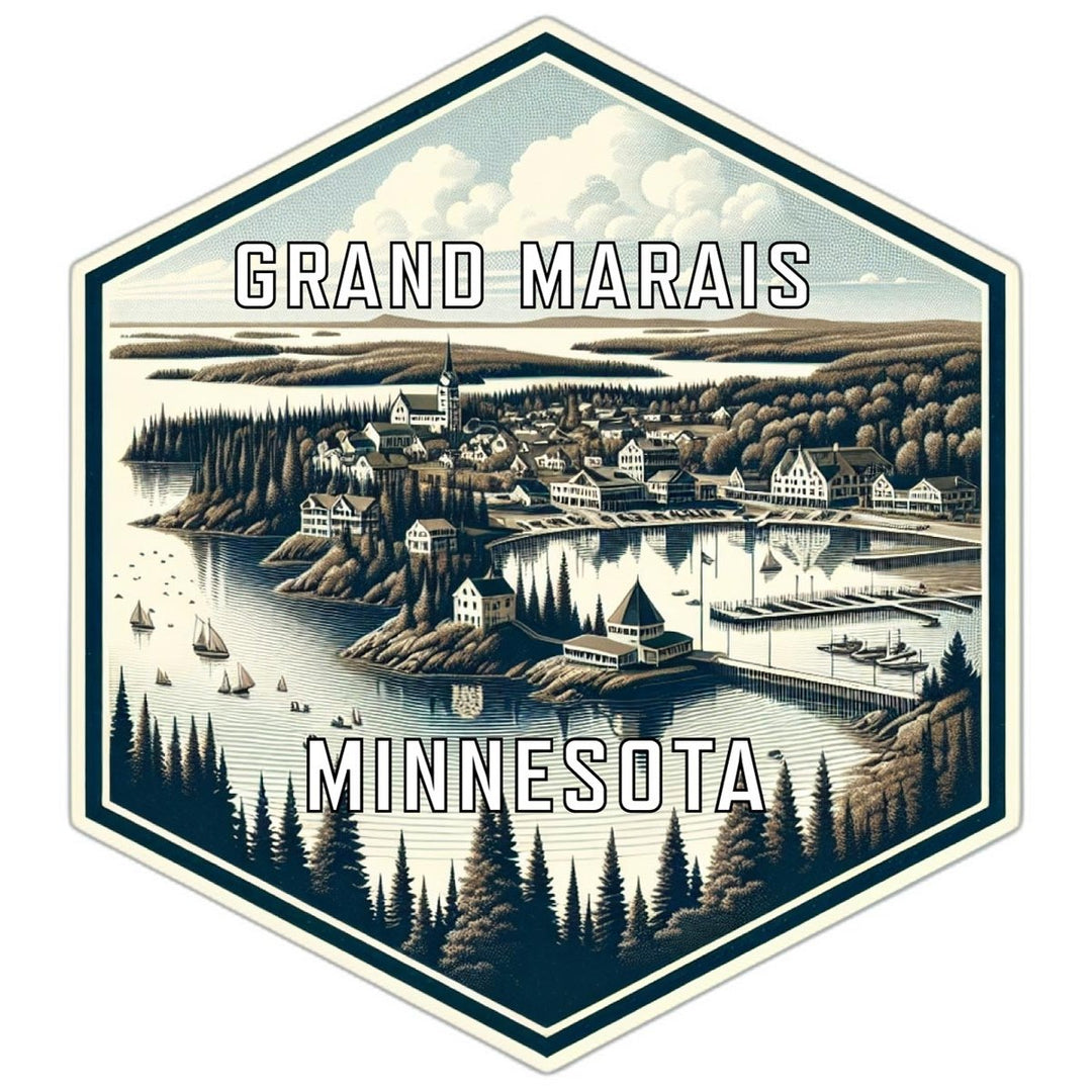 Grand Marais Minnesota Souvenir Travel Destination Die Cut Hexagon Fridge Magnet Image 1