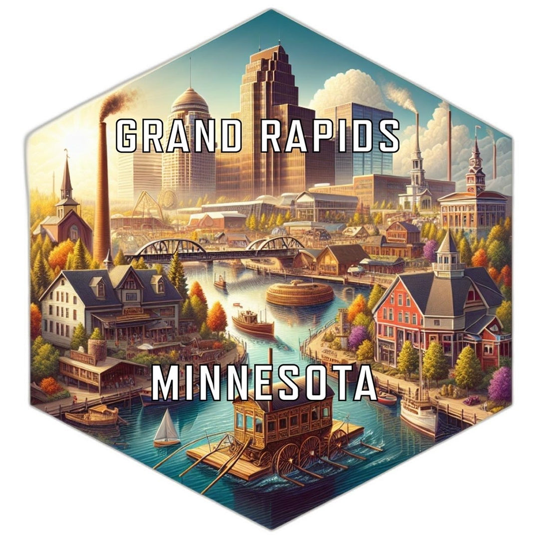 Grand Rapids Minnesota Souvenir Travel Destination Die Cut Hexagon Fridge Magnet Image 1