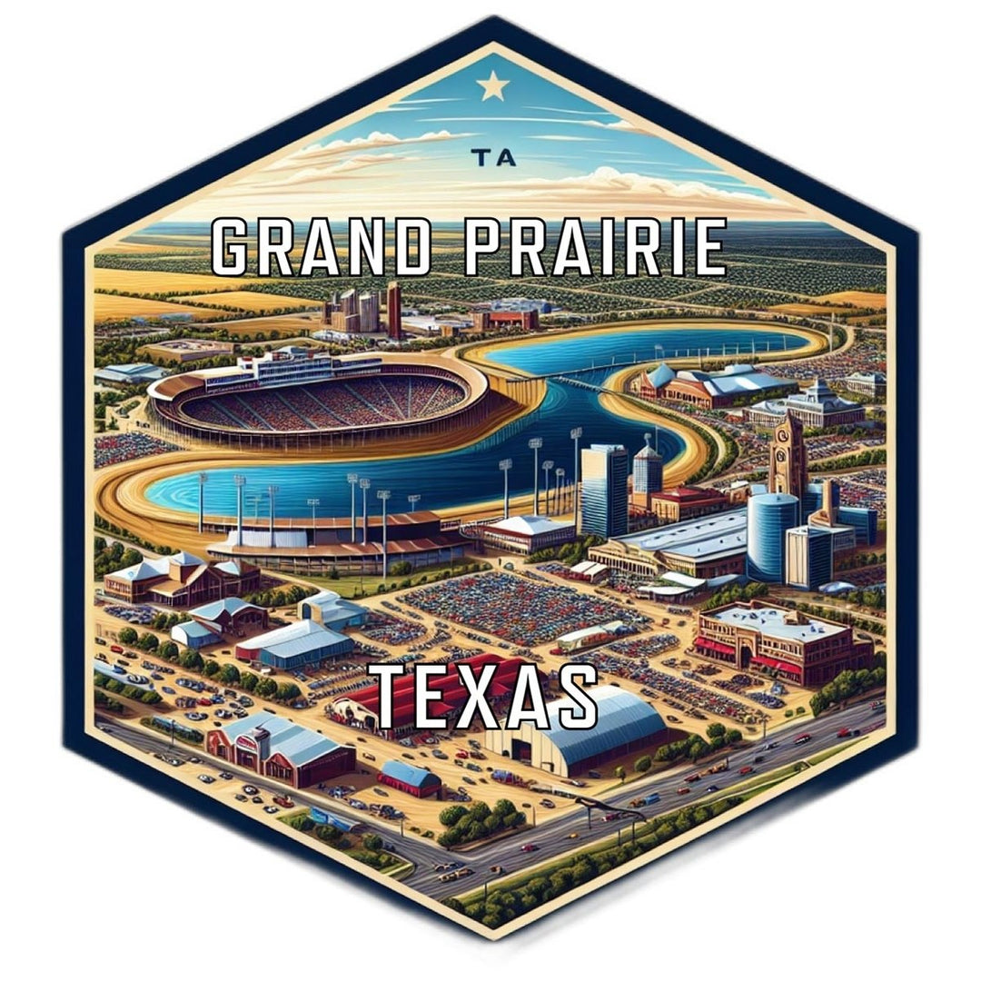 Grand Prairie Texas Souvenir Travel Destination Die Cut Hexagon Fridge Magnet Image 1