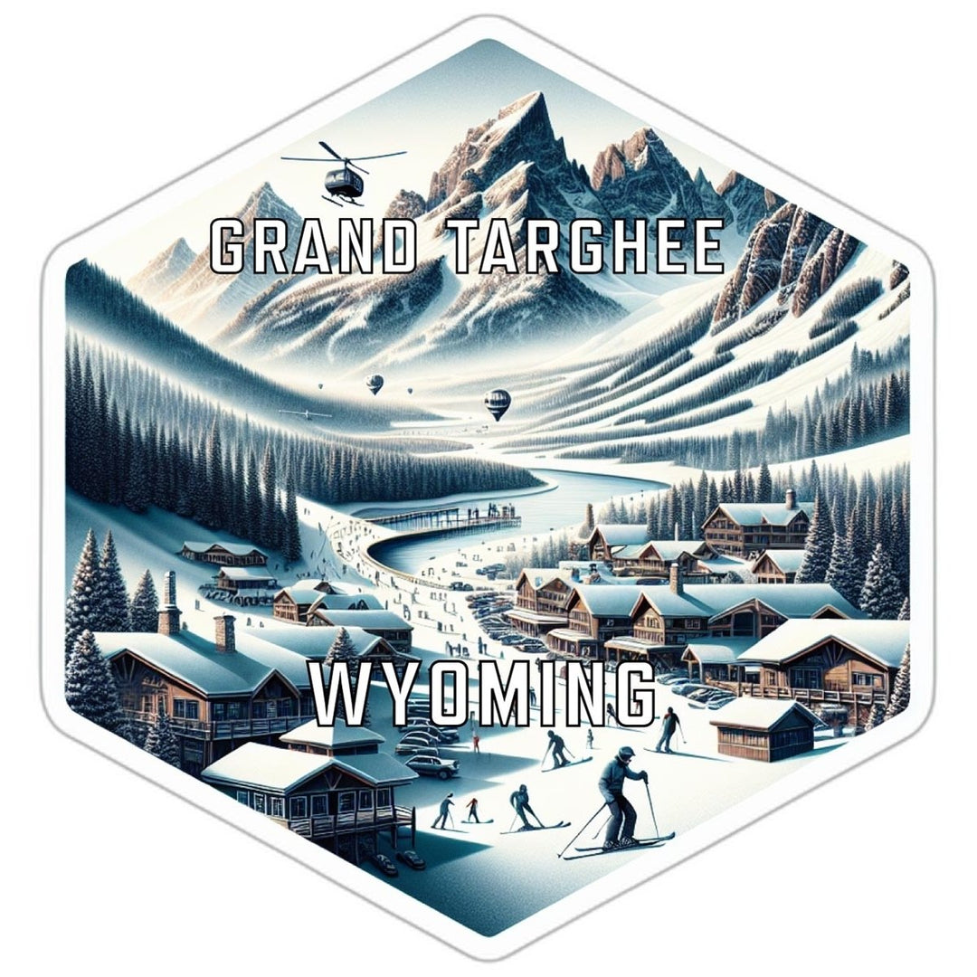 Grand Targhee Wyoming Souvenir Travel Destination Die Cut Hexagon Fridge Magnet Image 1