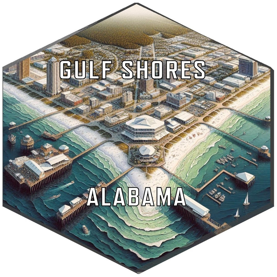 Gulf Shores Alabama Souvenir Travel Destination Die Cut Hexagon Fridge Magnet Image 1