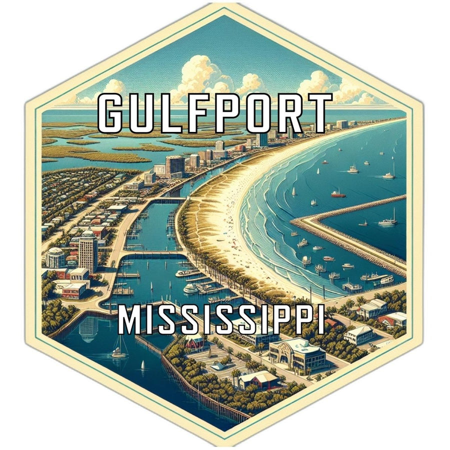 Gulfport Mississippi Souvenir Travel Destination Die Cut Hexagon Fridge Magnet Image 1