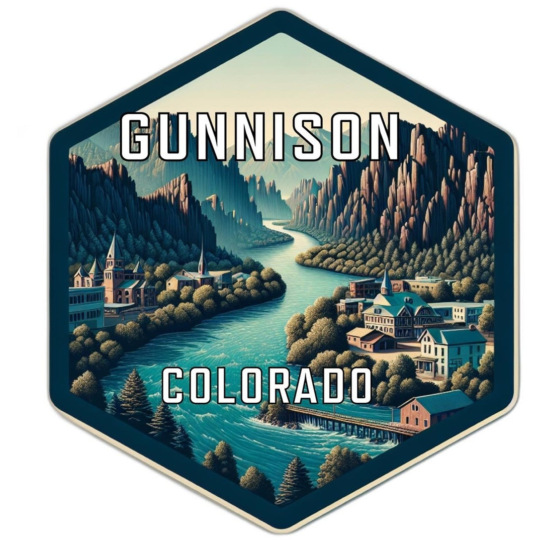 Gunnison Colorado Souvenir Travel Destination Die Cut Hexagon Fridge Magnet Image 1