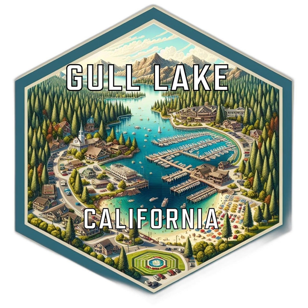 Gull Lake California Souvenir Travel Destination Die Cut Hexagon Fridge Magnet Image 1