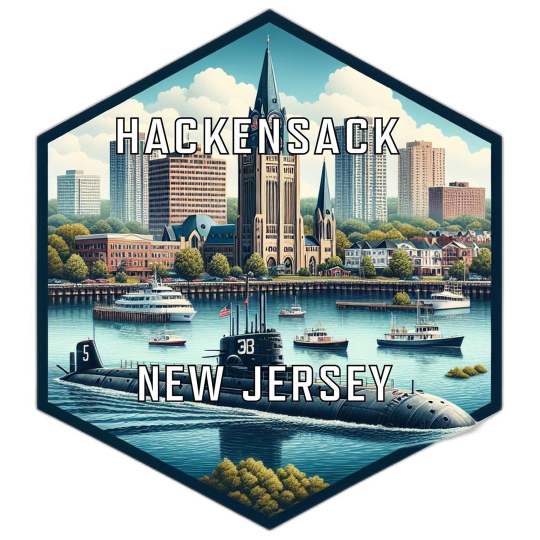 Hackensack Jersey Souvenir Travel Destination Die Cut Hexagon Fridge Magnet Image 1