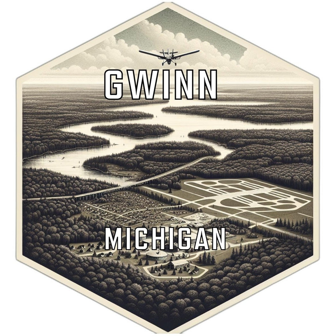 Gwinn Michigan Souvenir Travel Destination Die Cut Hexagon Fridge Magnet Image 1