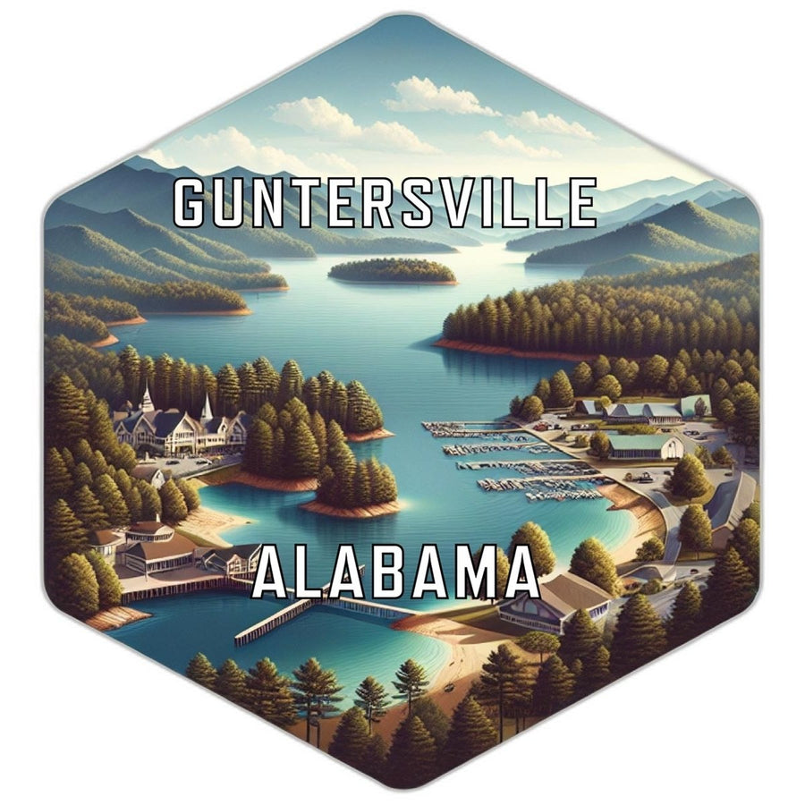 Guntersville Alabama Souvenir Travel Destination Die Cut Hexagon Fridge Magnet Image 1