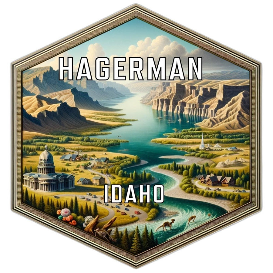 Hagerman Idaho Souvenir Travel Destination Die Cut Hexagon Fridge Magnet Image 1