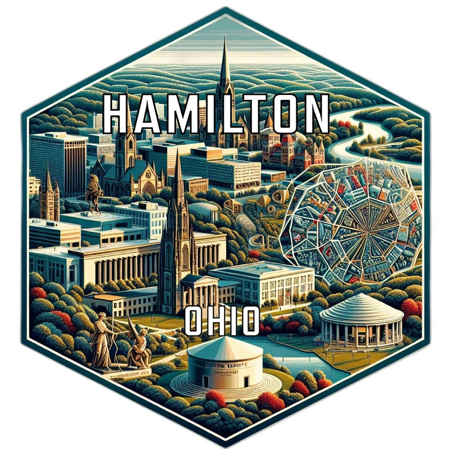 Hamilton Ohio Souvenir Travel Destination Die Cut Hexagon Fridge Magnet Image 1