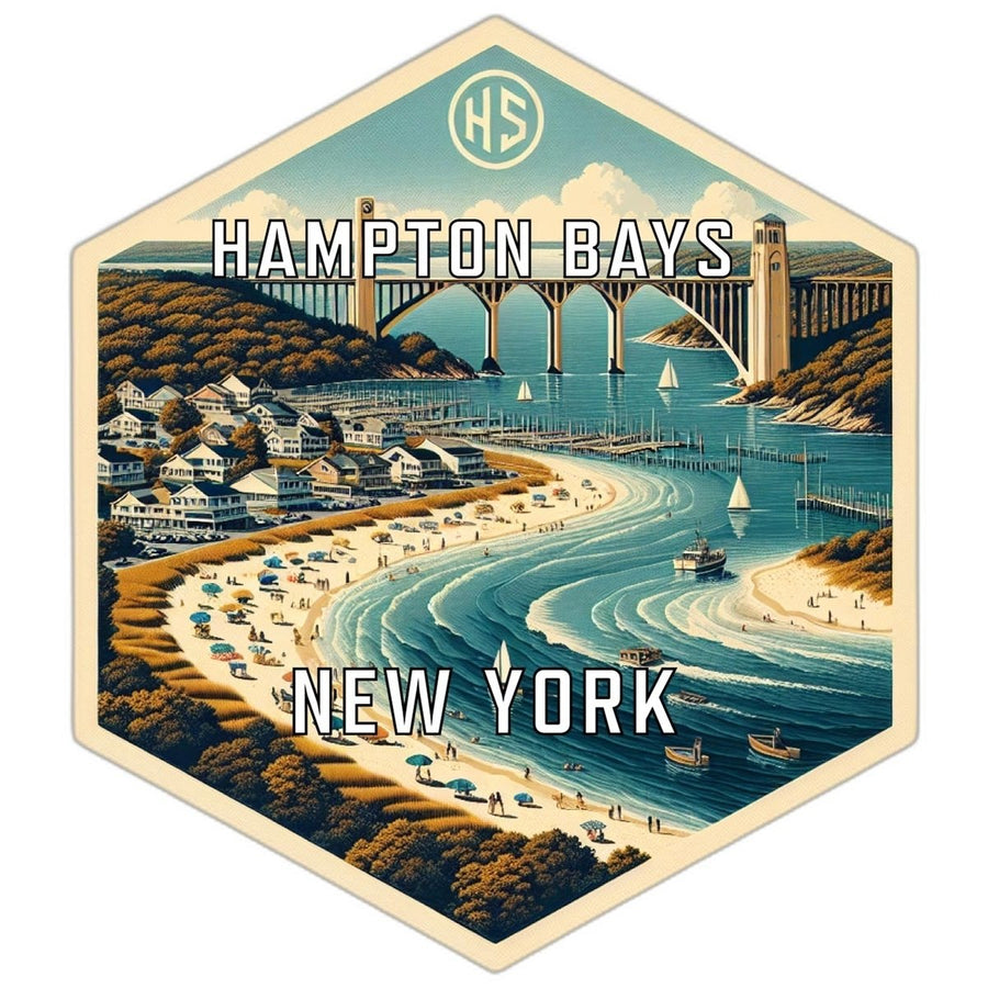 Hampton Bays York Souvenir Travel Destination Die Cut Hexagon Fridge Magnet Image 1