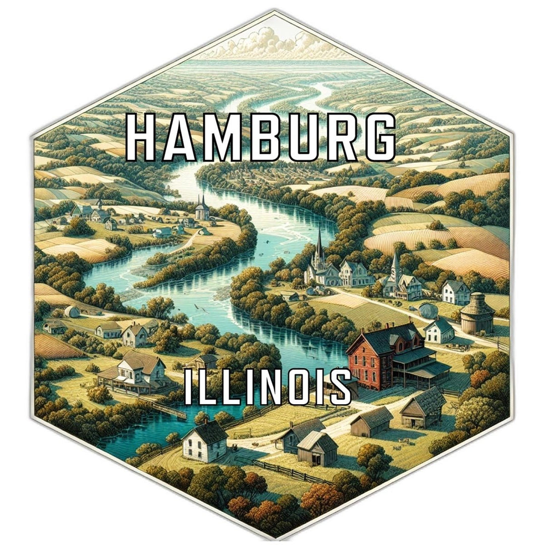 Hamburg Illinois Souvenir Travel Destination Die Cut Hexagon Fridge Magnet Image 1