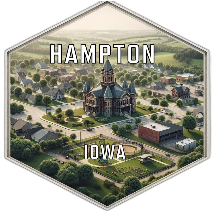 Hampton Iowa Souvenir Travel Destination Die Cut Hexagon Fridge Magnet Image 1