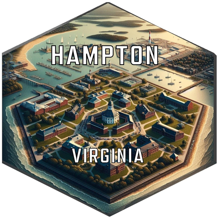 Hampton Virginia Souvenir Travel Destination Die Cut Hexagon Fridge Magnet Image 1