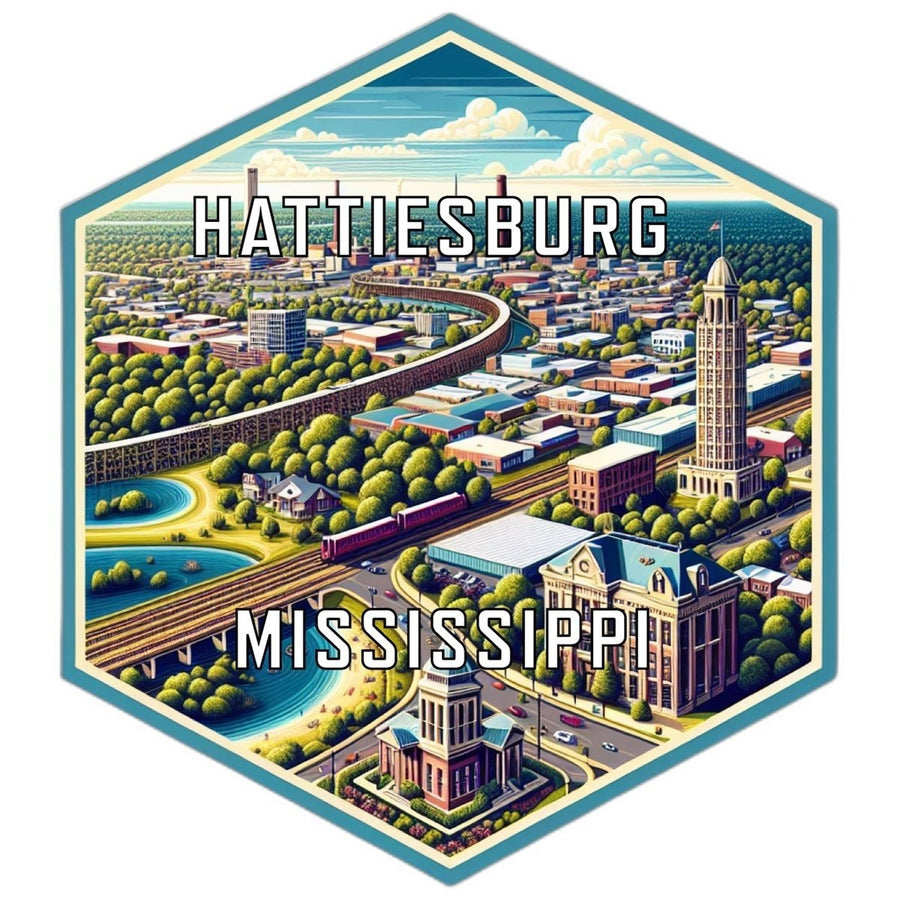 Hattiesburg Mississippi Souvenir Travel Destination Die Cut Hexagon Fridge Magnet Image 1