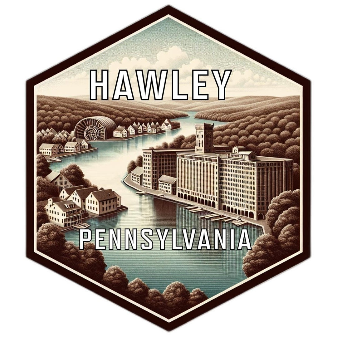 Hawley Pennsylvania Souvenir Travel Destination Die Cut Hexagon Fridge Magnet Image 1