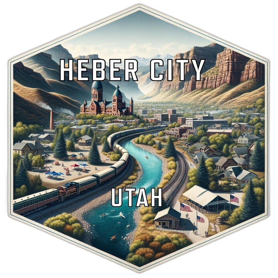 Heber City Utah Souvenir Travel Destination Die Cut Hexagon Fridge Magnet Image 1