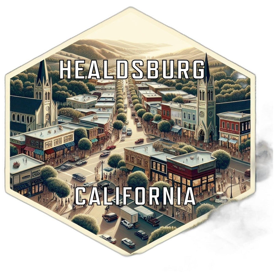 Healdsburg California Souvenir Travel Destination Die Cut Hexagon Fridge Magnet Image 1