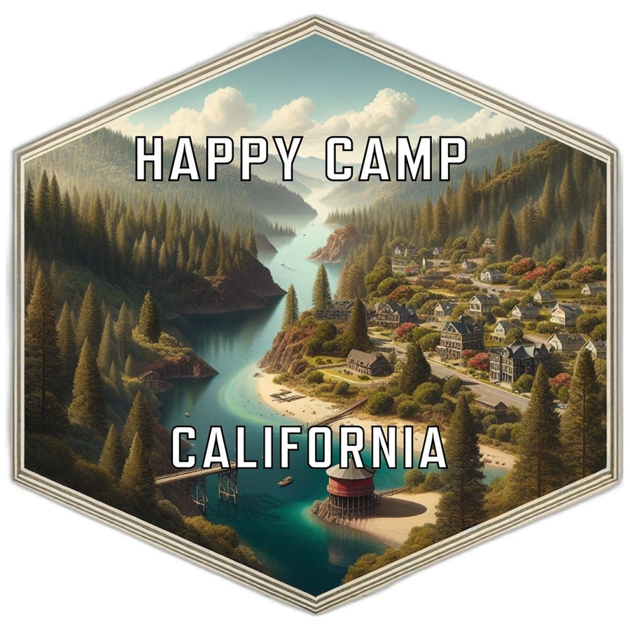 Happy Camp California Souvenir Travel Destination Die Cut Hexagon Fridge Magnet Image 1