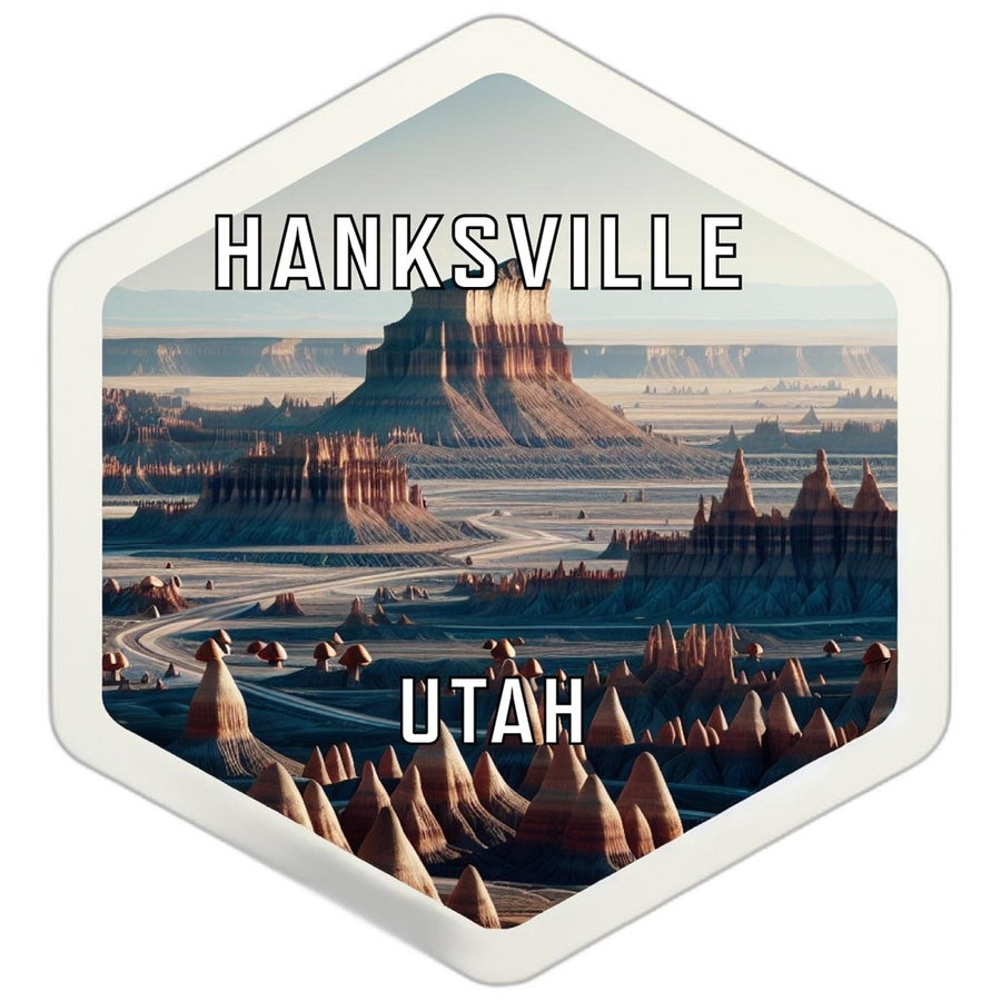 Hanksville Utah Souvenir Travel Destination Die Cut Hexagon Fridge Magnet Image 1