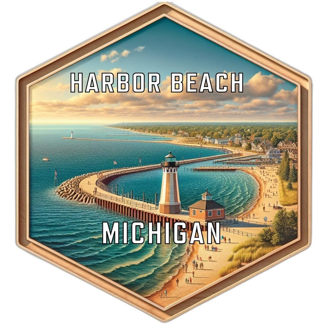 Harbor Beach Michigan Souvenir Travel Destination Die Cut Hexagon Fridge Magnet Image 1