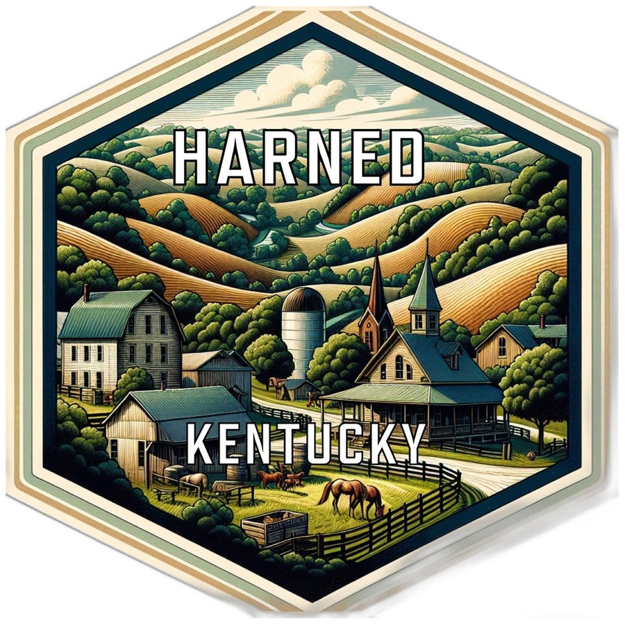 Harned Kentucky Souvenir Travel Destination Die Cut Hexagon Fridge Magnet Image 1