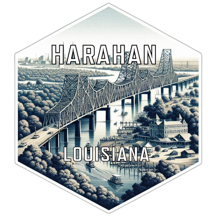 Harahan Louisiana Souvenir Travel Destination Die Cut Hexagon Fridge Magnet Image 1