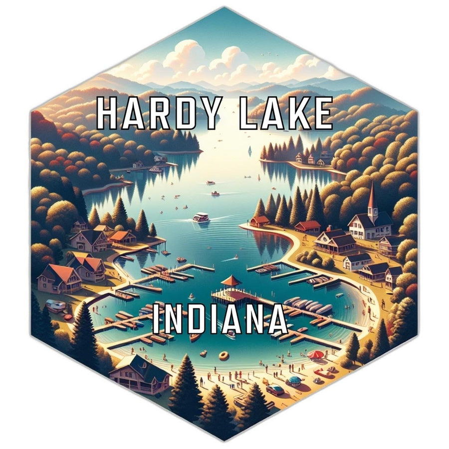 Hardy Lake Indiana Souvenir Travel Destination Die Cut Hexagon Fridge Magnet Image 1