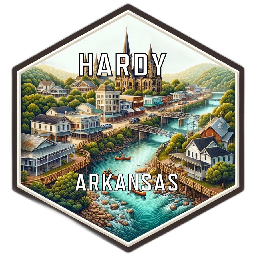 Hardy Arkansas Souvenir Travel Destination Die Cut Hexagon Fridge Magnet Image 1